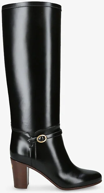 Womens Black Pattie 75 Leather Knee-High Boots Eur 39.5 / 6.5 Uk Women