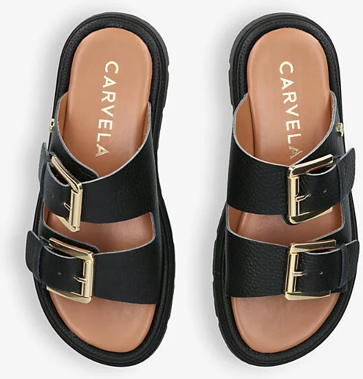 Womens Black Pavilion Buckle-Strap Leather Sandals Eur 37 / 4 Uk Women - Image 2
