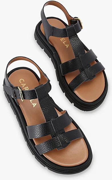 Womens Black Pavilion T-Bar Flat Leather Sandals Eur 38/5 Uk Women - Image 2
