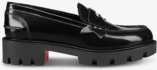 Womens Black Penny Lug Leather Loafers Eur 38/5 Uk Women
