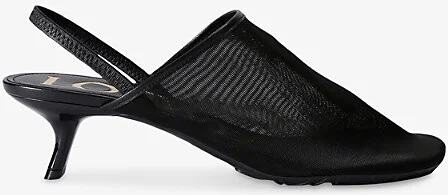 Womens Black Petal Heeled Mesh Mules Eur 40 / 7 Uk Women
