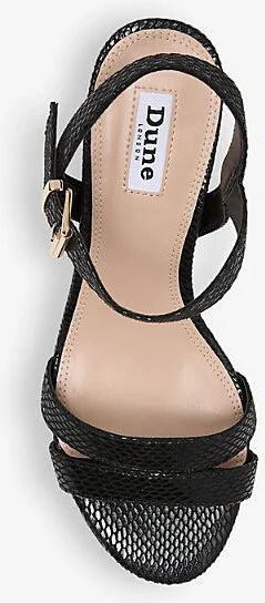 Womens Black-Plain Synthetic Merisa Buckle-Embellished Faux-Leather Heeled Sandals Eur 39 / 6 Uk Women - Image 2