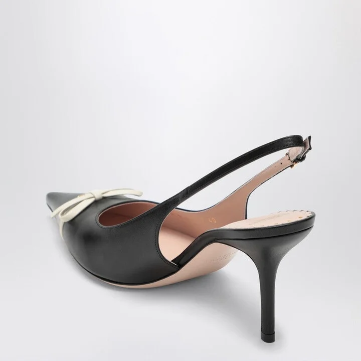 Women's Black Pointed Slingback With Bow - Image 2