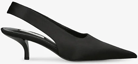Womens Black Pointed-Toe Satin Slingback Heels Eur 41 / 8 Uk Women