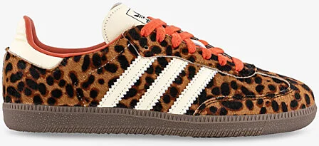 Womens Black Preloved Red Cream Samba Og Leopard-Print Leather Low-Top Trainers Eur 38/5 Uk Women