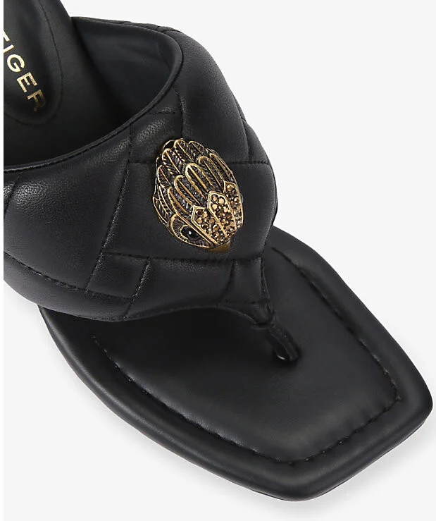 Womens Black Puff Leather Heeled Sandals Eur 36 / 3 Uk Women - Image 2