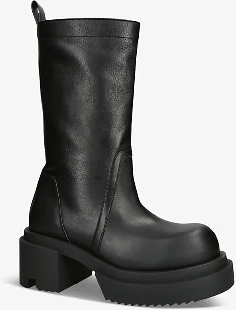Womens Black Pull On Bogun Leather Heeled Knee-High Boots Eur 37 / 4 Uk Women - Image 2