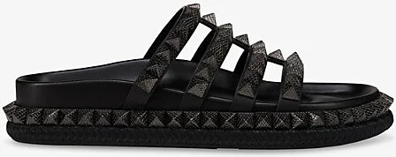 Womens Black Pyra Hallulila Waxed Leather Flat Sandals Eur 39 / 6 Uk Women