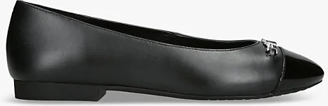 Womens Black Rebecca Chain-Link Leather Ballet Flats 3