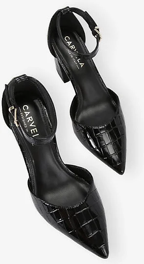 Womens Black Refined Crocodile-Embossed Faux-Leather Courts Eur 38/5 Uk Women - Image 2