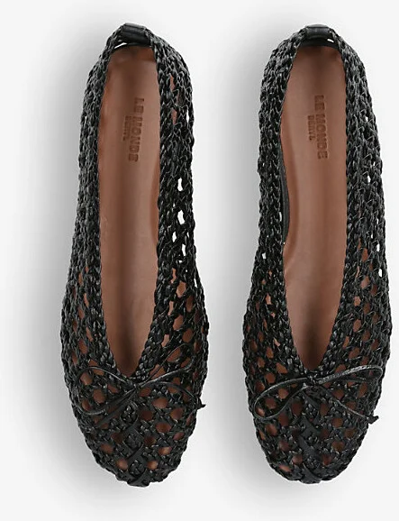 Womens Black Regency Bow-Embellished Leather Slippers Eur 36 / 3 Uk Women - Image 2