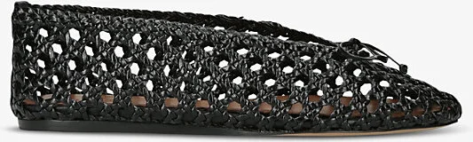 Womens Black Regency Bow-Embellished Leather Slippers Eur 36 / 3 Uk Women