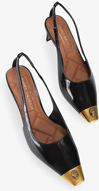 Womens Black Regent Low Open-Toe Leather Heeled Slingback Courts Eur 40 / 7 Uk Women - Image 2