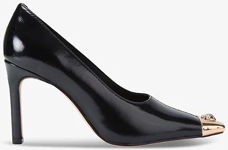 Womens Black Regent Toe-Cap Heeled Patent-Leather Courts Eur 37 / 4 Uk Women