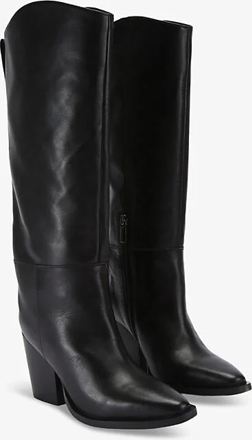 Womens Black Reign Pointed-Toe Leather Knee-High Boots Eur 36 / 3 Uk Women - Image 2
