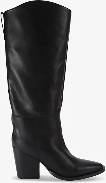 Womens Black Reign Pointed-Toe Leather Knee-High Boots Eur 36 / 3 Uk Women