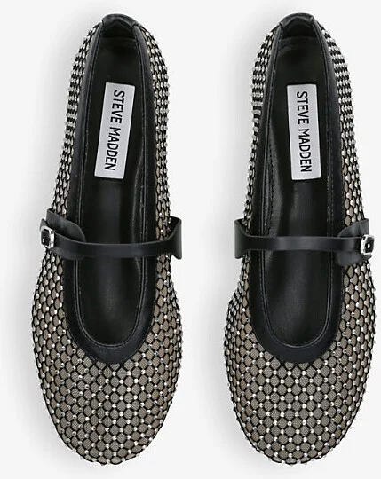 Womens Black Rejoice-Mr Rhinestone-Embellished Mesh Flats Eur 36 / 3 Uk Women - Image 2
