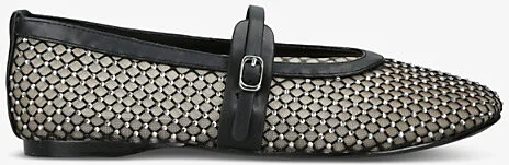 Womens Black Rejoice-Mr Rhinestone-Embellished Mesh Flats Eur 36 / 3 Uk Women
