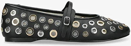 Womens Black Rejoice-S Eyelet-Embellished Ballet Flats Eur 41 / 8 Uk Women
