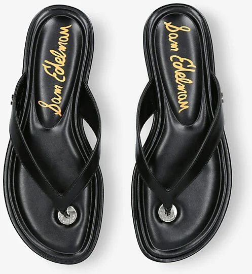 Womens Black Remi Faux-Leather Flat Sandals Eur 41 / 8 Uk Women - Image 2