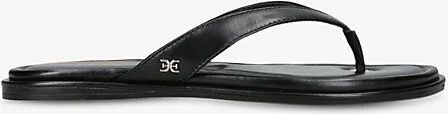 Womens Black Remi Faux-Leather Flat Sandals Eur 41 / 8 Uk Women