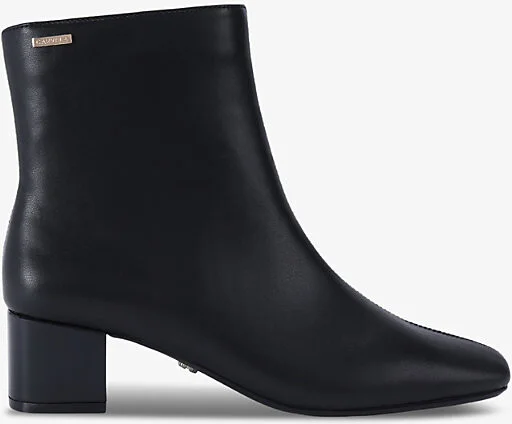 Womens Black Rene Logo-Badge Heeled Leather Ankle Boots Eur 39 / 6 Uk Women