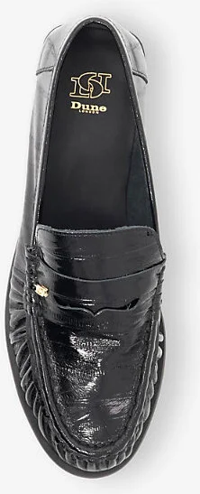 Womens Black Rept Print Leather Grisella Ruched Leather Penny Loafers Eur 40 / 7 Uk Women - Image 2