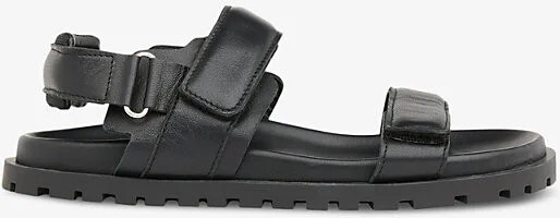 Womens Black Ria Double-Strap Leather Sandals Eur 40 / 7 Uk Women