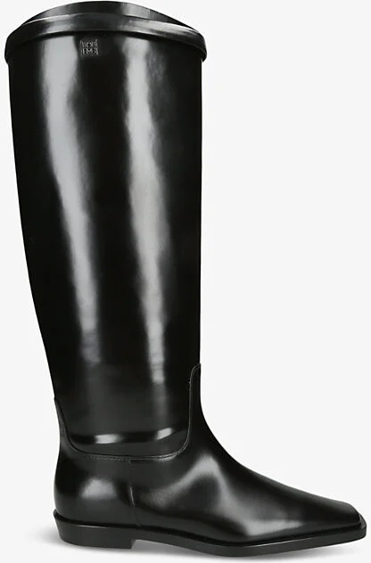 Womens Black Riding Leather Boots Eur 36 / 3 Uk Women