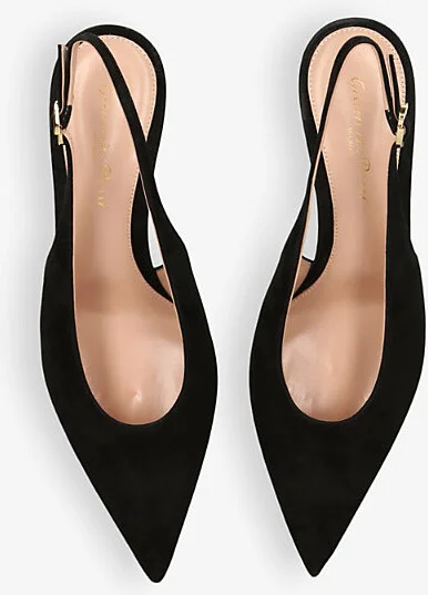 Womens Black Robbie Suede Slingback Courts Eur 37.5 / 4.5 Uk Women - Image 2