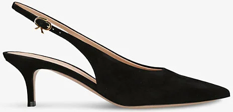 Womens Black Robbie Suede Slingback Courts Eur 37.5 / 4.5 Uk Women