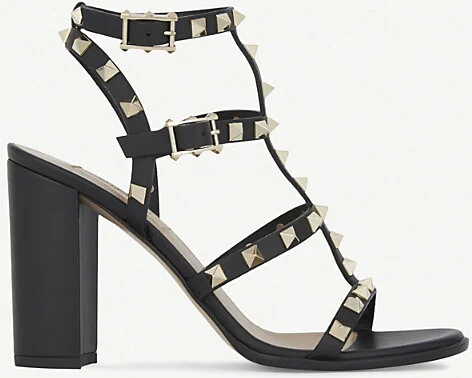 Womens Black Rockstud 90 Leather Heeled Sandals Eur 36.5 / 3.5 Uk Women