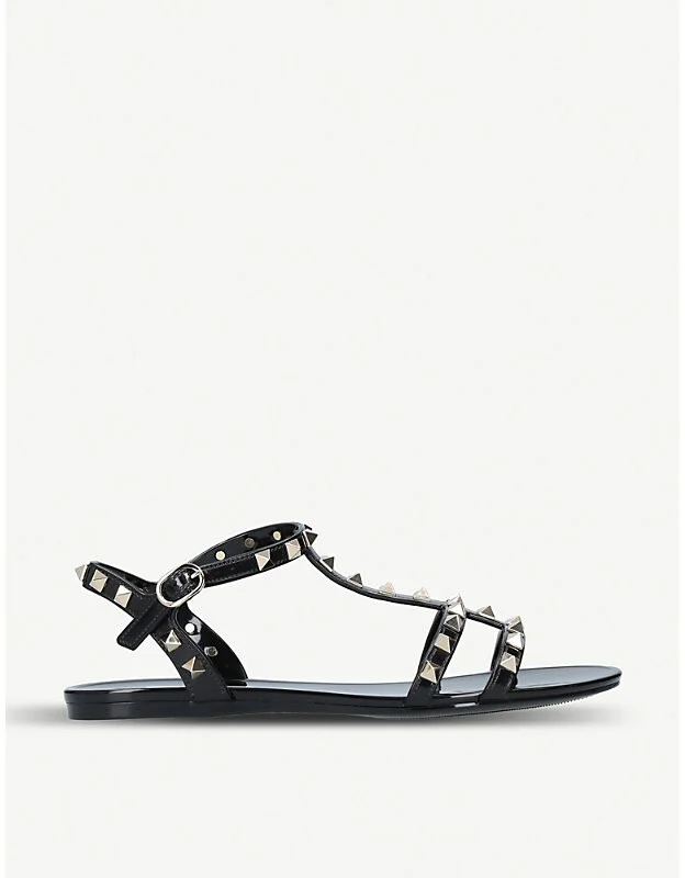 Womens Black Rockstud PVC Gladiator Sandals Eur 40 / 7 Uk Women
