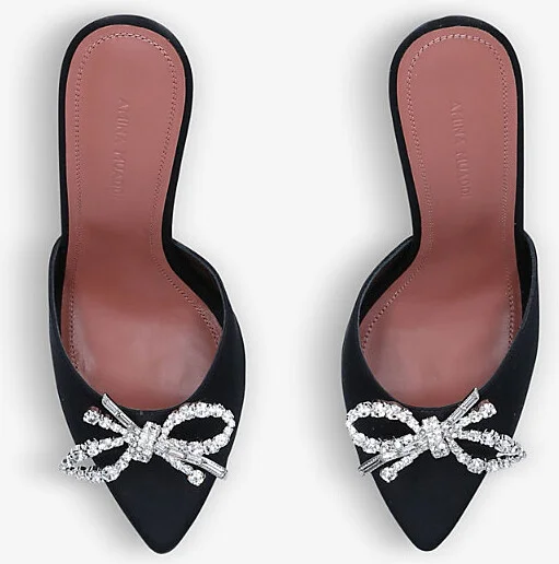 Womens Black Rosie Crystal-Embellished Satin Slingback Courts Eur 39.5 / 6.5 Uk Women - Image 2