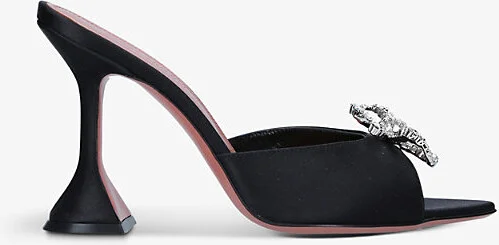 Womens Black Rosie Crystal-Embellished Satin Slingback Courts Eur 39.5 / 6.5 Uk Women