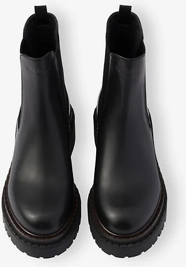 Womens Black Round-Toe Lugged-Sole Leather Chelsea Boots Eur 36.5 / 3.5 Uk Women - Image 2