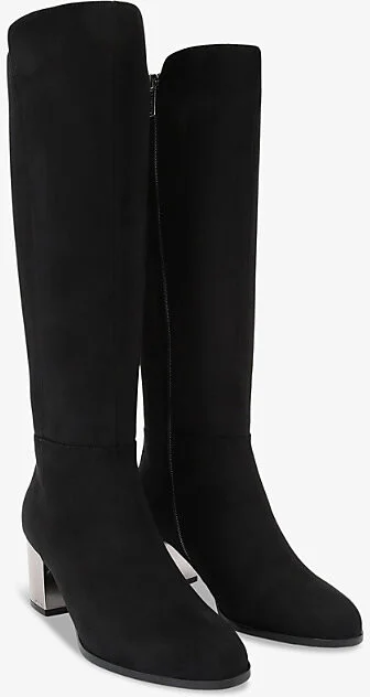 Womens Black Royale Block-Heel Faux-Suede Knee-High Boots Eur 41 / 8 Uk Women - Image 2