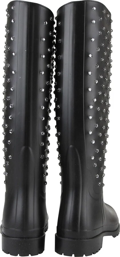 Women's Black Rubber Women Rain Boots With Crystal Studs (36 EU / 6 US) - Image 5