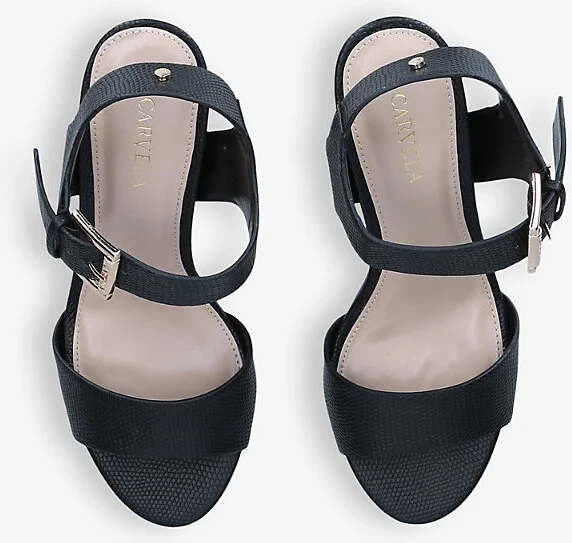 Womens Black Sadie 2 Textured Heeled Faux-Leather Sandals Eur 39 / 6 Uk Women - Image 2