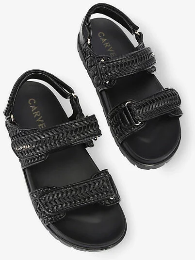 Womens Black Sardinia Branded Faux-Leather Sandals Eur 40 / 7 Uk Women - Image 2