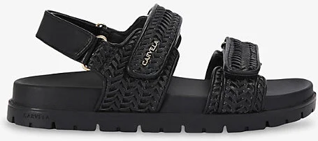 Womens Black Sardinia Branded Faux-Leather Sandals Eur 40 / 7 Uk Women
