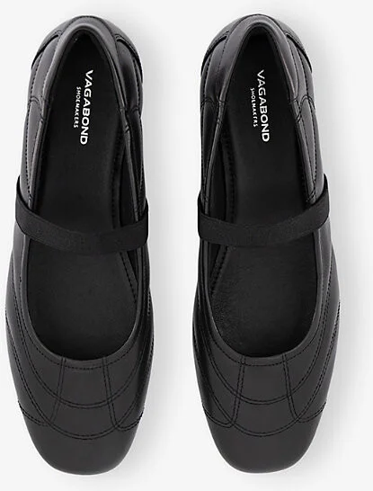 Womens Black Seam Pattern Hillary Seam-Pattern Leather Ballet Pumps Eur 38/5 Uk Women - Image 2