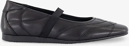 Womens Black Seam Pattern Hillary Seam-Pattern Leather Ballet Pumps Eur 38/5 Uk Women