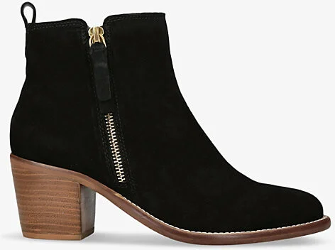 Womens Black Secil Block-Heel Suede-Leather Ankle Boots Eur 39 / 6 Uk Women