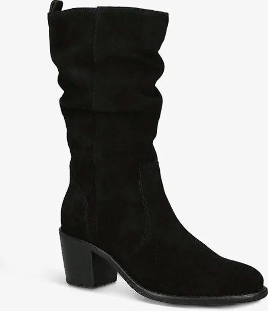 Womens Black Secil Scrunched-Ankle Suede-Leather Knee-High Boots Eur 38/5 Uk Women - Image 2