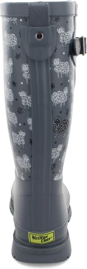 Womens Black Sheep Faux Fur Tall Rain Boot - Image 2
