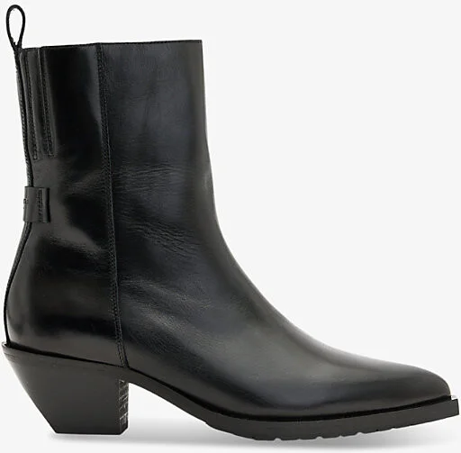 Womens Black Shine Lively Zip-Up Leather Ankle Boots Eur 38/5 Uk Women