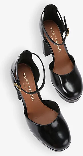 Womens Black Shoreditch Platform-Heel Leather Courts Eur 37 / 4 Uk Women - Image 2