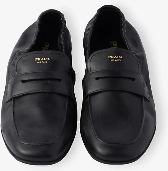 Womens Black Shuffle Antiqued Leather Loafers Eur 35.5/2.5 Uk Women - Image 2