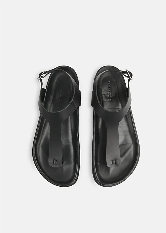 Womens Black Simmi Toe-Post Flat Leather Sandals Eur 40 / 7 Uk Women - Image 2